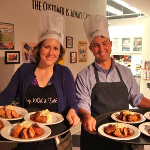 serving ancho pork tenderloin and rosemary garlic mashed potatoes to a corportion of 36 team building participants!