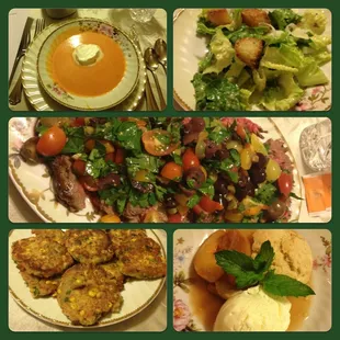 Our Date Night couple class 5 course meal! Each dish made and enjoyed during the course of a 3 1/2 hour class