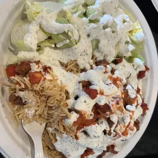 Chicken mixed Mixed Chicken and Lamb Over Rice