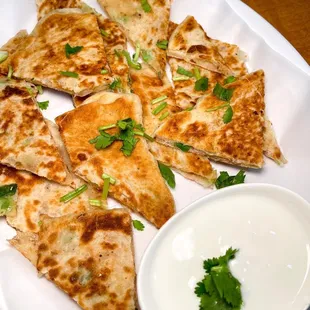 a plate of quesadillas