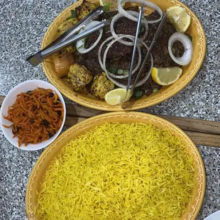 Mixed Platter of Kebabs, Rice, and Kabuli