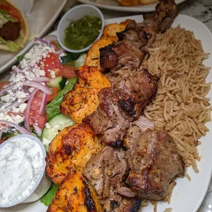 Combo kabob plate with chicken and lamb