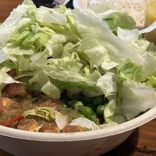 Paneer bowl with medium spice: not really spicy, lots of veggies!