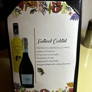 Cocktail menu.