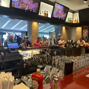 Bar area.  Great TVs.