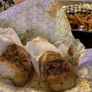 Half chopped cheese sans lettuce on the left, half east coast Philly on the right. Deliciousness abound.