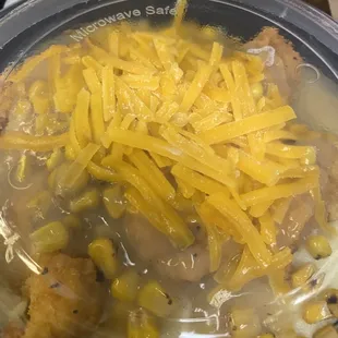 Southern bowl- Mash, chicken, roasted corn, cheddar and gravy