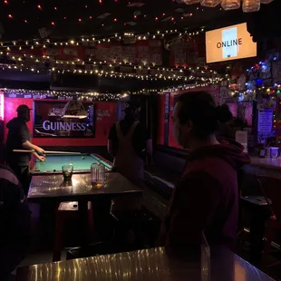 a pool table in a pub