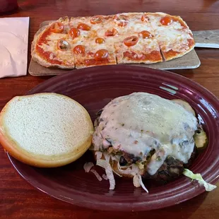 Flatbread and veggie burger