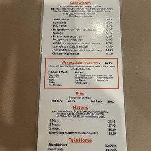 Updated Menu. April 2023.