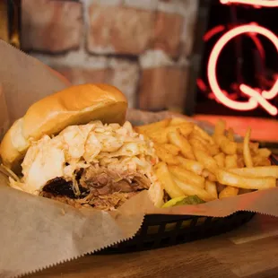 Haagenslaw Pulled Pork topped with slaw.