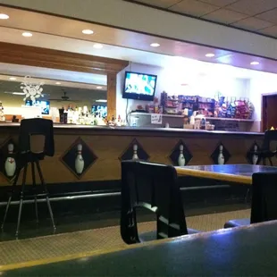 bar side!!! Love the bowling pin decor.