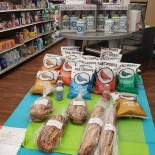 a variety of snacks on a table