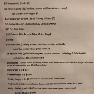 Pics of the menu