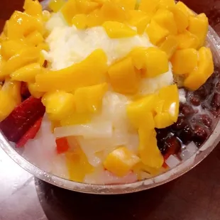Mango shaved ice with all the toppings ($10)