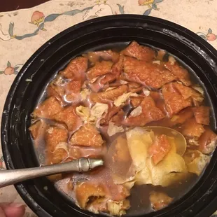 Egg drop soup with wontons