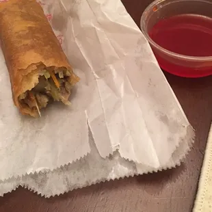 Spring rolls with sweet and sour sauce! :) my favorite thing!