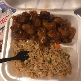#1 - Orange chicken &amp; fried rice with egg roll