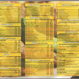 sushi and sashimi, menu