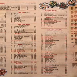 Menu as of 07/2018