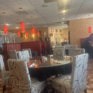The dining room it&apos;s very nice and clean.Friendly staff great food,took a little time