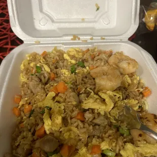 Chicken &amp;shrimp fried rice; extra egg.