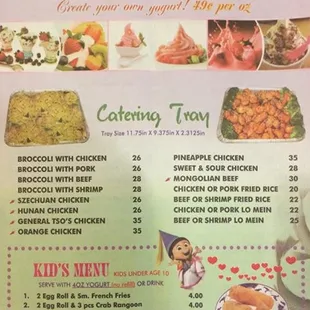 the menu of the restaurant