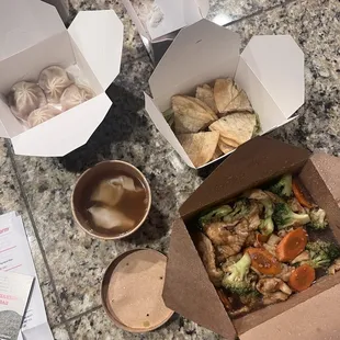 Chicken Broccoli Mini soup pork dumpling  Wonton Soup Traditional Chinese Scallion Pancake