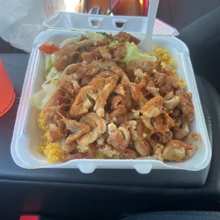 Chicken teriyaki combo with rice and veggies