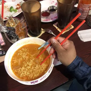 korean spicy kimchee noodle soup