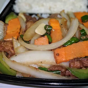 Thai garlic pork.  Ordered extra spicy.  Tasty, will be my new go to here.