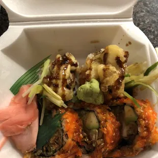 Sushi with soft shell crab