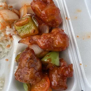 Late photo of the sweet and sour pork.