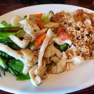 Chicken and veggies with fried rice