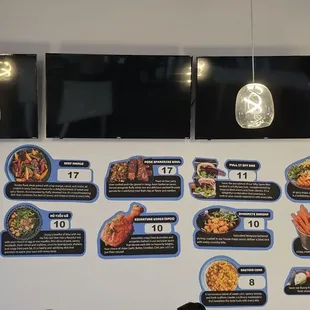 I'm a visual person. I love to see what the dish looks like before I order it. Menu is on the wall with photo, description and price.