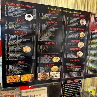 a menu for a restaurant