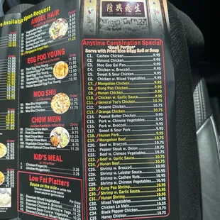 sushi and sashimi, menu