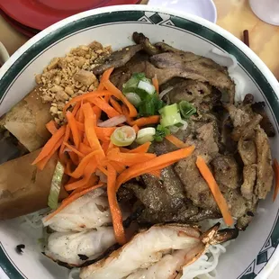 Vermicelli with pork, egg roll, and shrimp. So good!