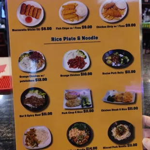 ramen and noodles, menu