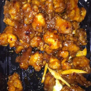 Orange chicken. Flavor is good but quality of meat is not so good. Wont be ordering from here again