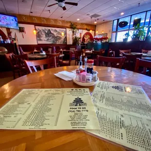 a table with a menu on it