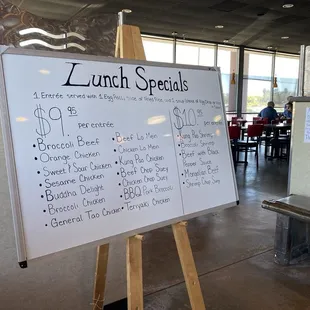 Menu for lunch