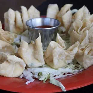 a plate of dumplings
