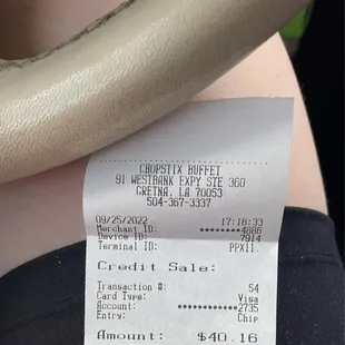 Actual price for food!
