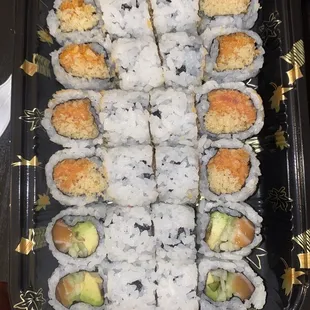 Spicy Salmon with Crunchy Roll, Spicy Tuna with Crunchy Roll, Alaska Roll