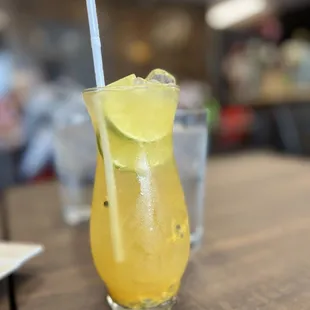 Iced jasmine tea with limeade passion fruit