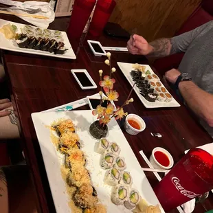 Volcano Roll, California Roll, Spider Roll, Spicy Tuna Roll