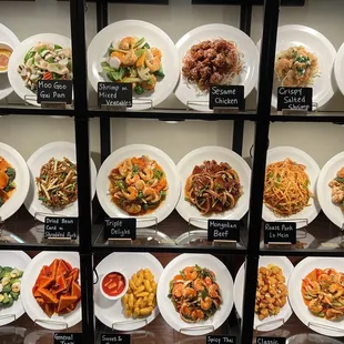 a variety of asian food on plates