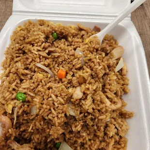 Disgusting, soy sauce soaked friend rice.
