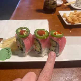 Sushi rolls on fire